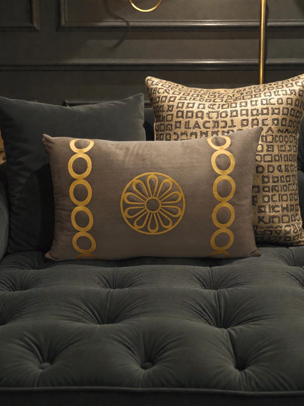 Italian Velvet Motive Rectangular Cushion