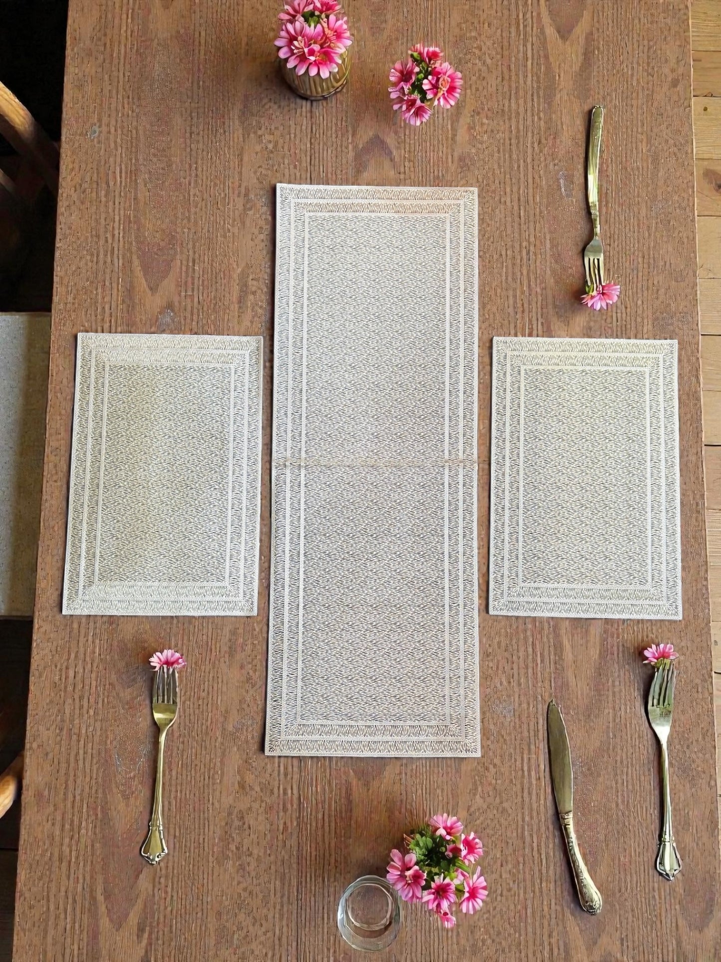 Heavy Golden Plastic 3pc Set