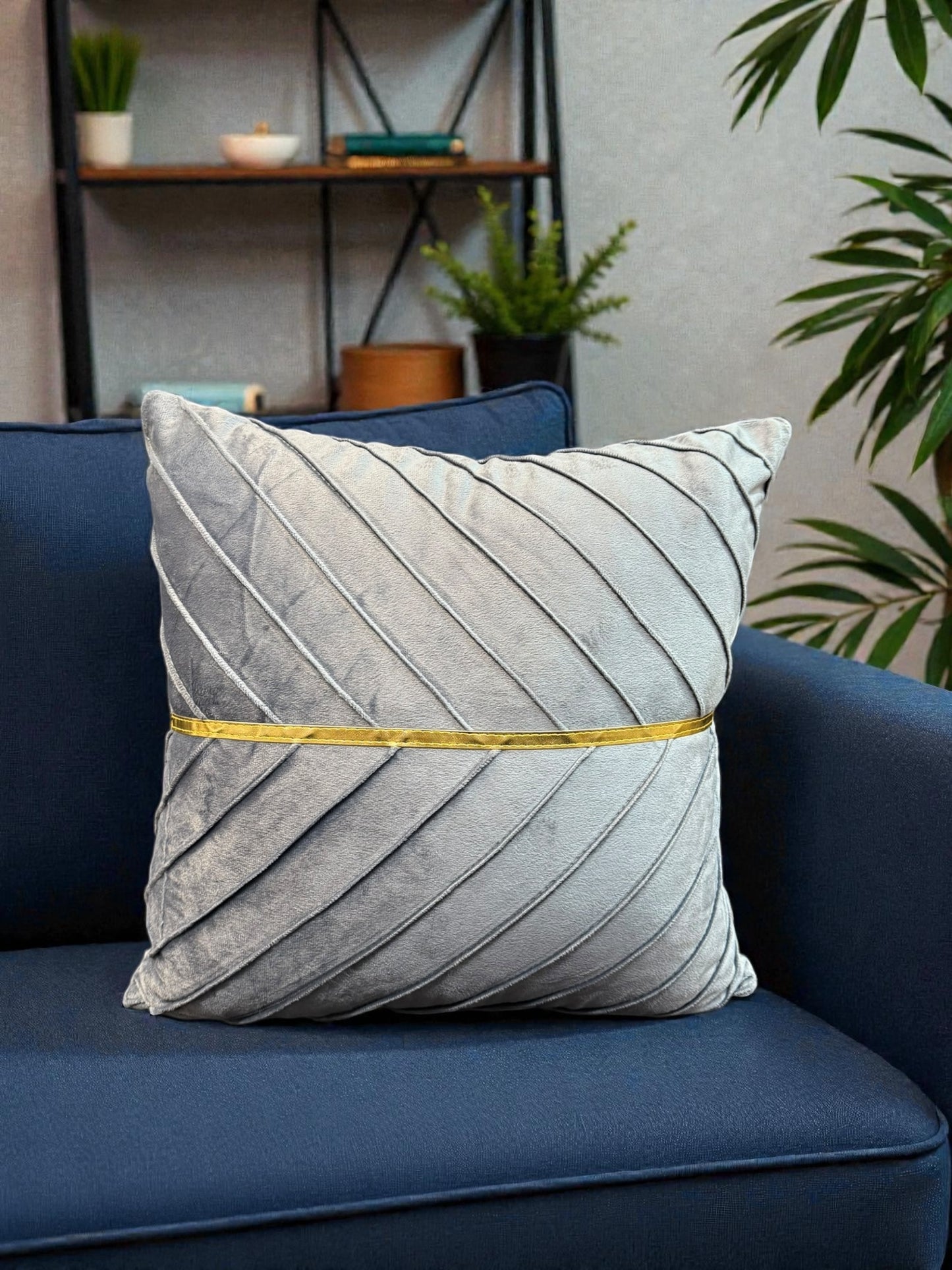 Velvet Mid Gold Patti China Cushion