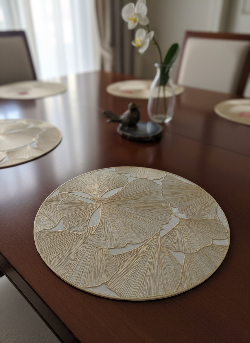 6pcs White & Golden Plastic Table Mats