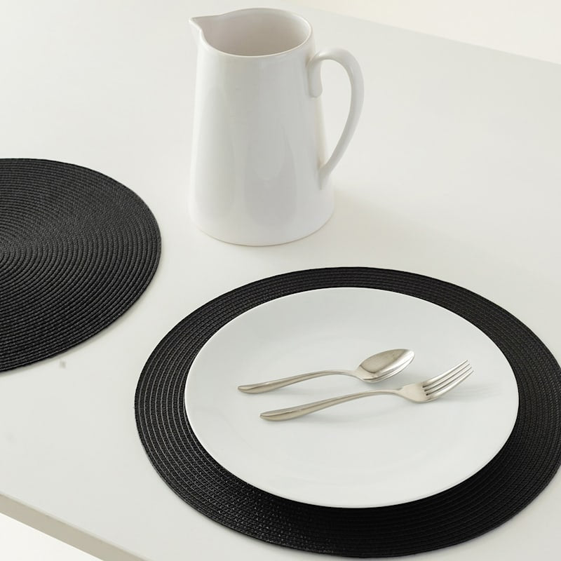 Round Plain Plastic Table Mats 6pc Set