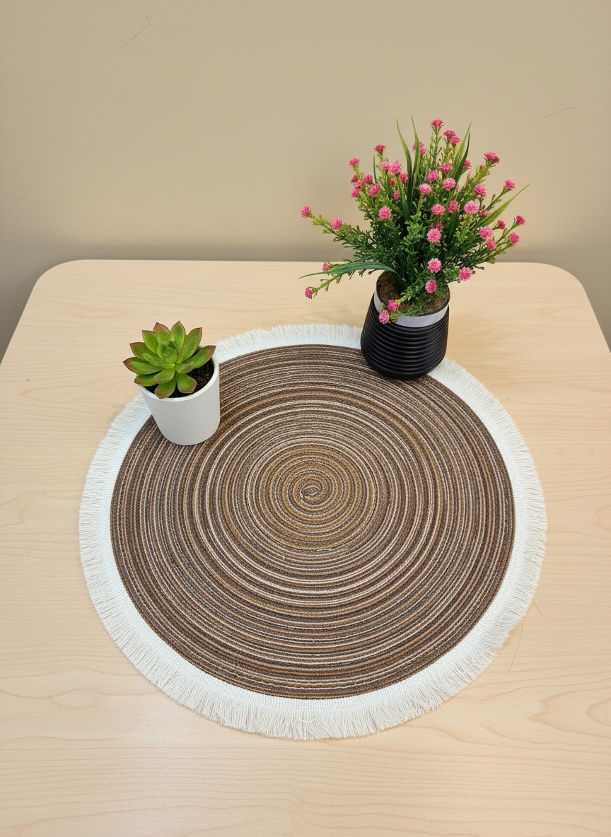 Round Tussel Fine Plastic Table Mats 6pc Set