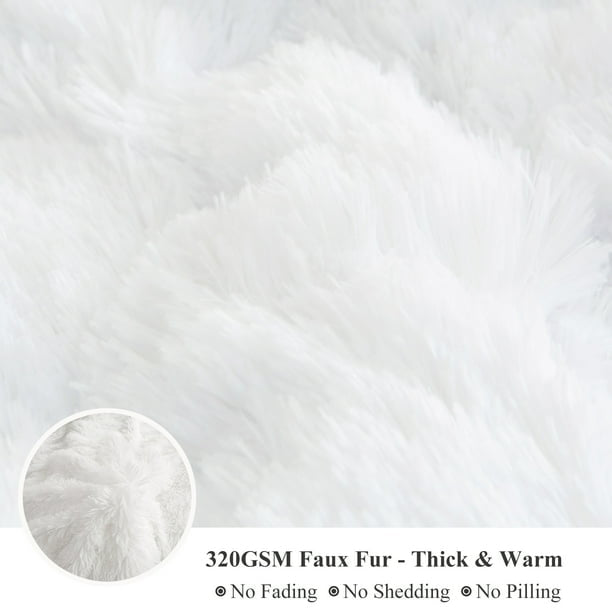 Complete 4pc Shaggy Soft Faux Fur Set ( White )