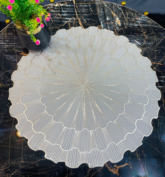 6pcs White & Golden Plastic Table Mats