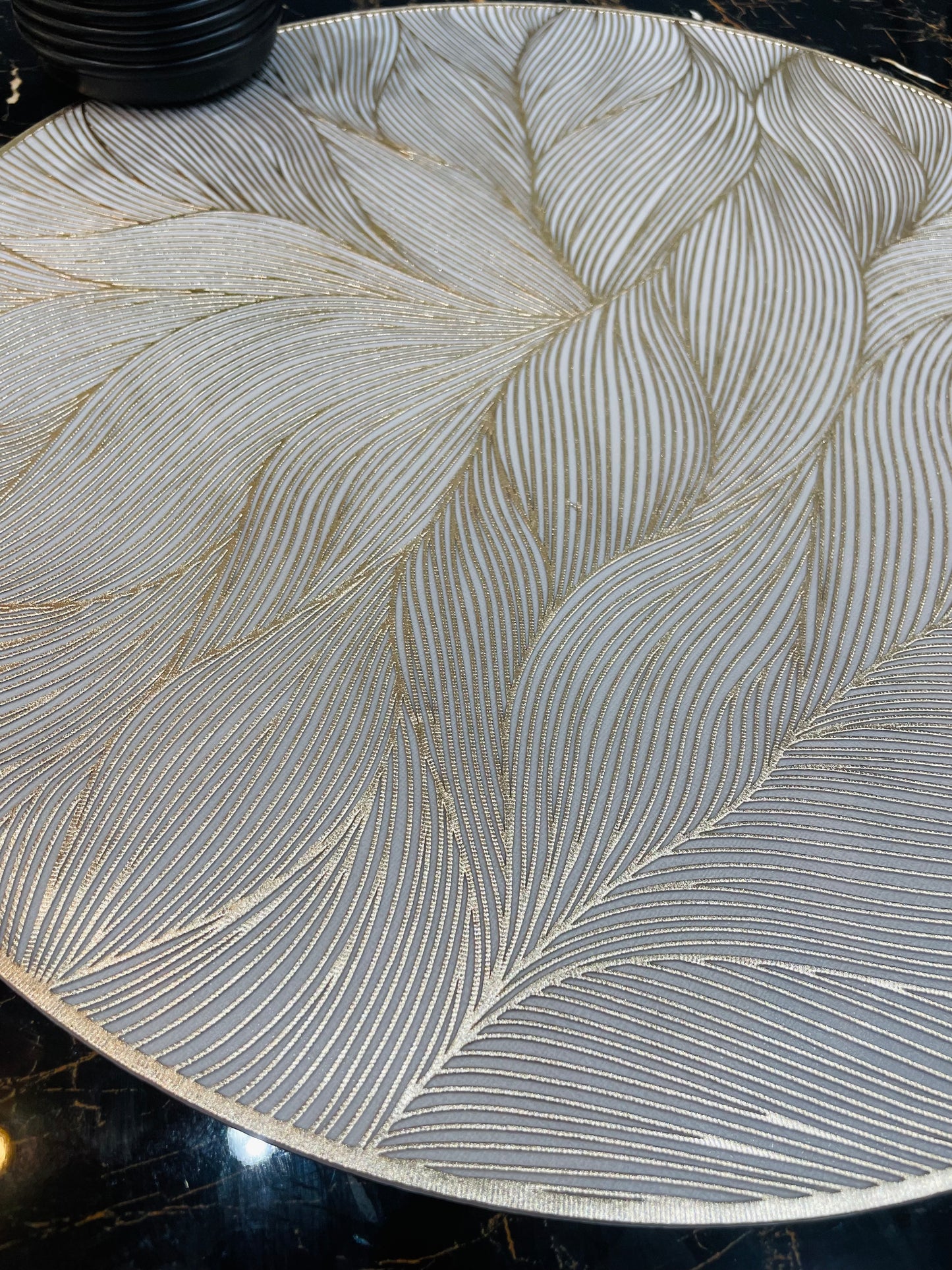 6pcs White & Golden Plastic Table Mats