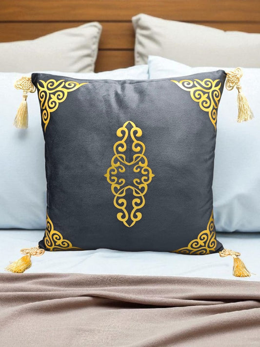 Italian Velvet Motive Corner Tussel Cushion