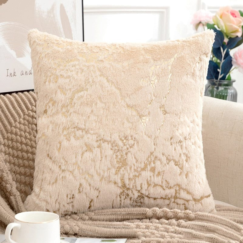 Fur Marble Cushion Double Side