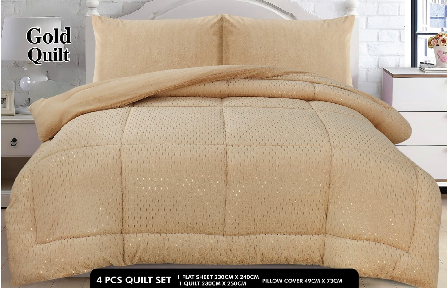 Fur Gold Strip Fluffy Complete 4pc Set