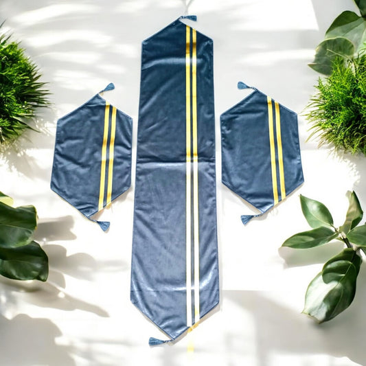 Double Line Velvet 3pc Set (Grey)