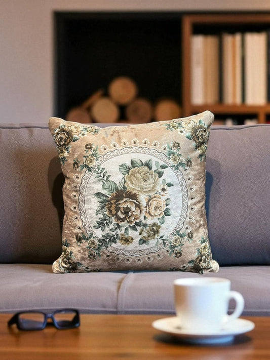 Velvet Printed Flower Floor Cushion