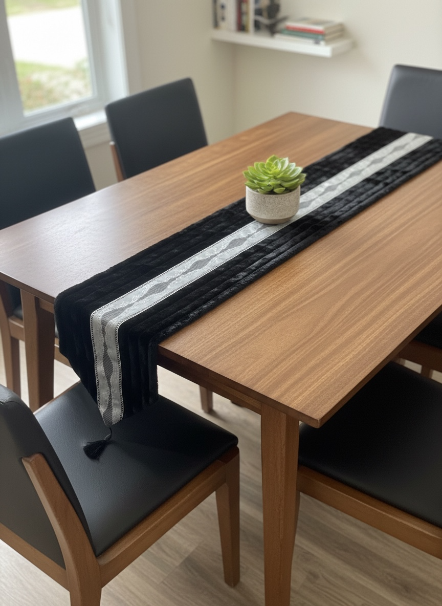 Soft Fur Line Patti Dining Table Runner