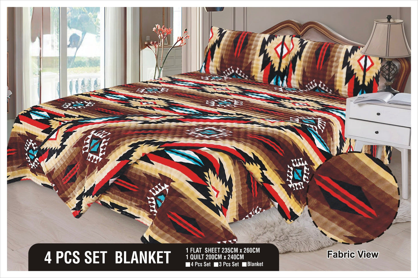 Heavy Fleez Printed Blanket 4pc Set