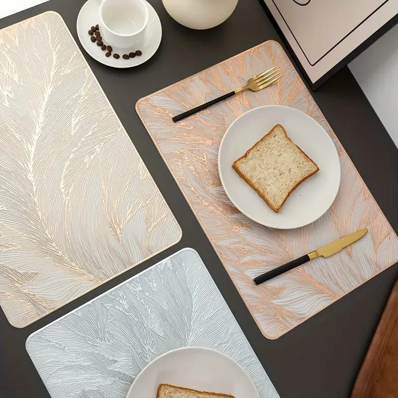 6pcs White & Golden Plastic Table Mats