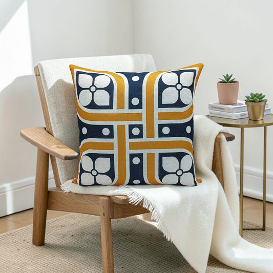 Printed Juut Black Yellow Series Cushion