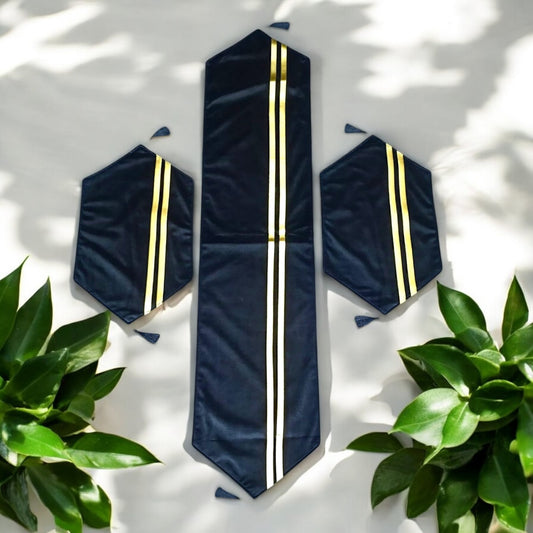 Double Line Velvet 3pc Set (Black)