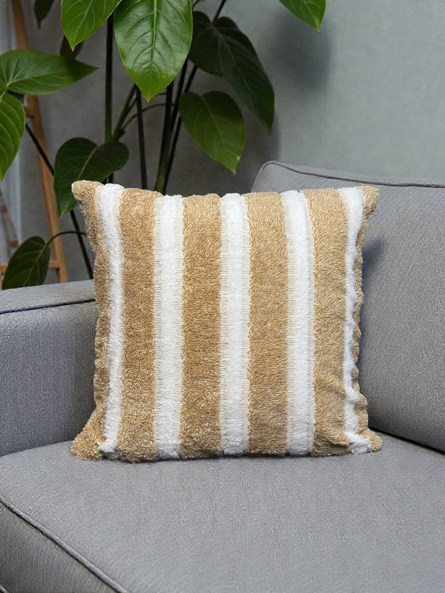 Fur White Line Cushion