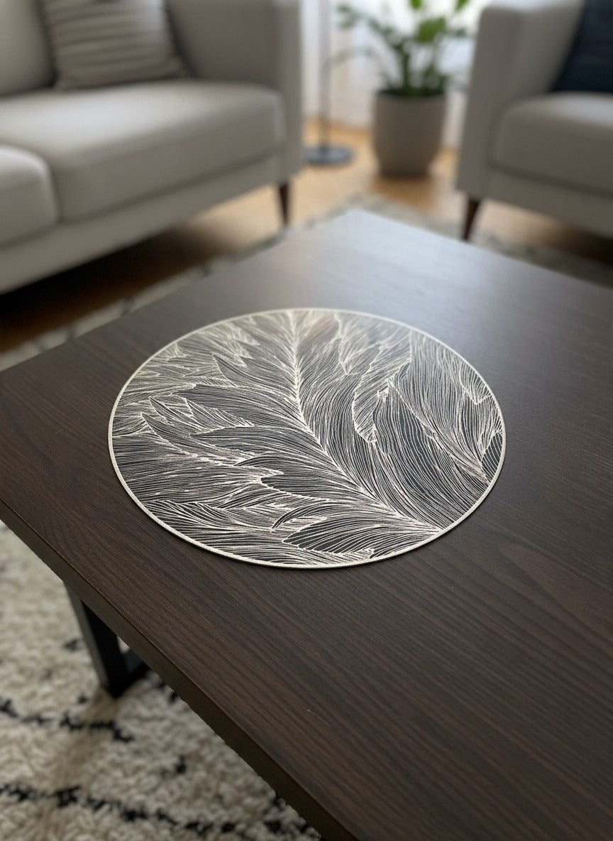 6pcs White & Golden Plastic Table Mats