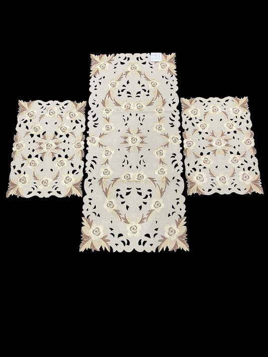 Heavy Cutwork Chinese 3pc Set