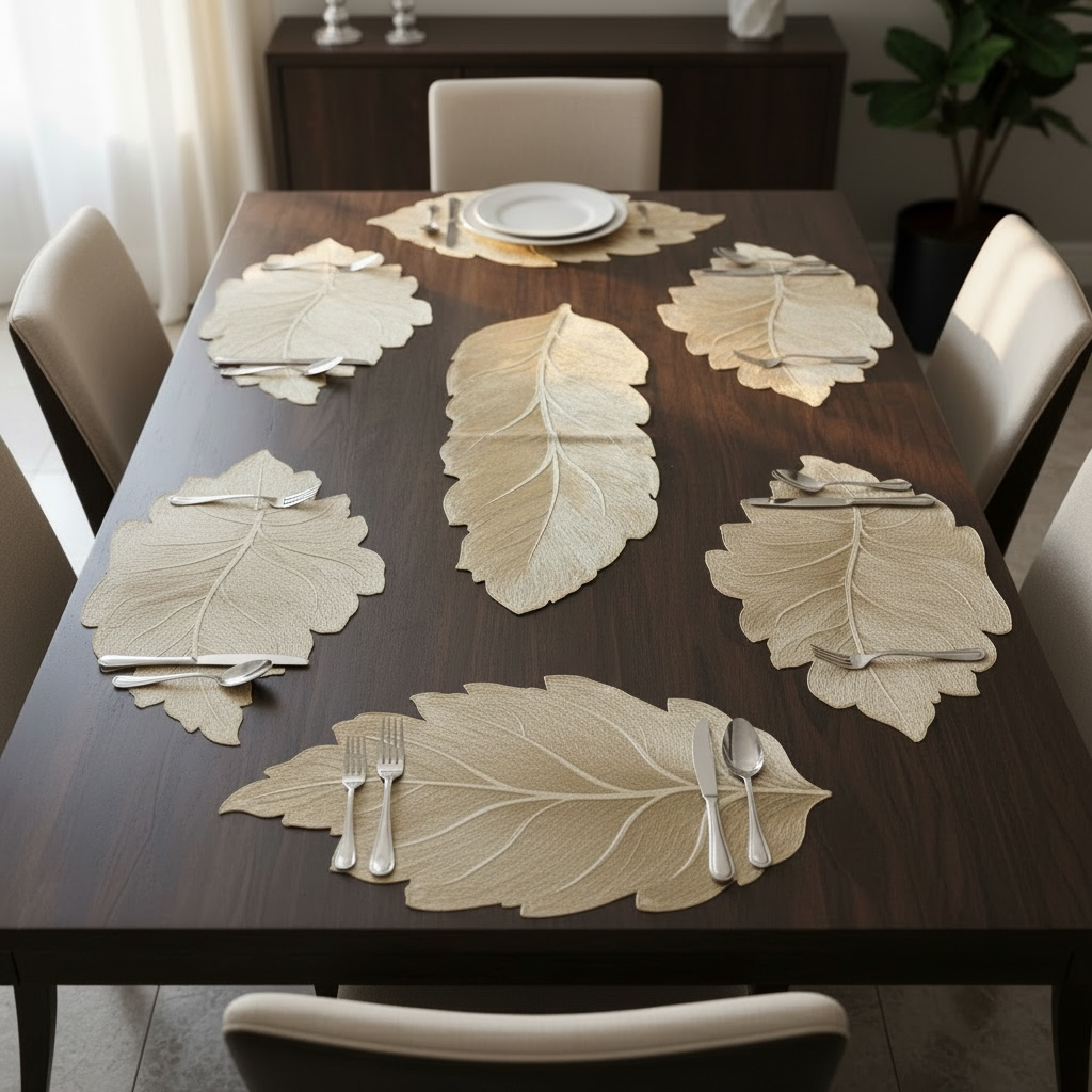 Golden Plastic 7 PC SET ( 1 Runner & 6 Mats )