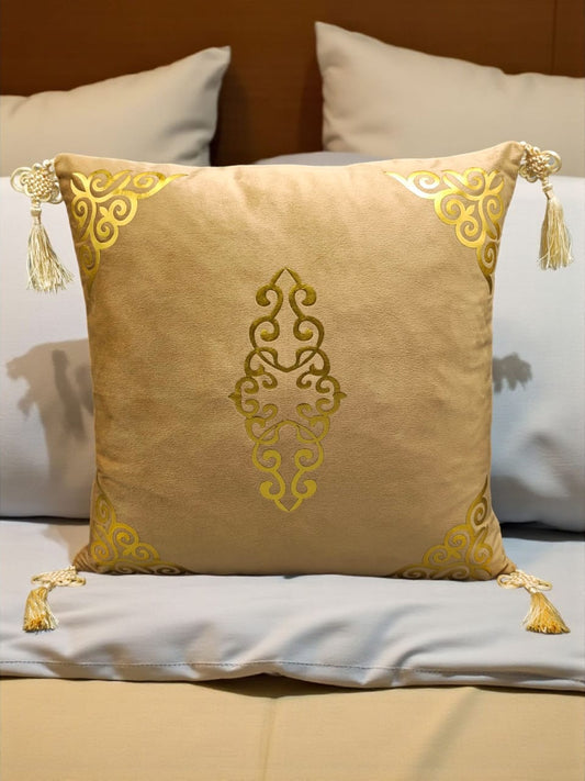 Italian Velvet Motive Corner Tussel Cushion