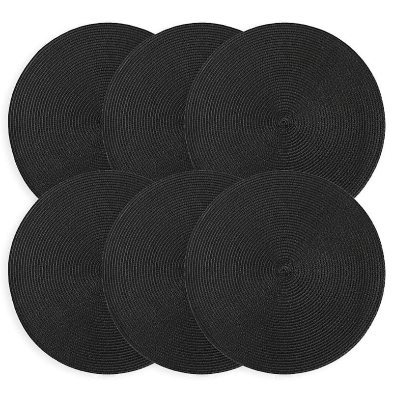 Round Plain Plastic Table Mats 6pc Set