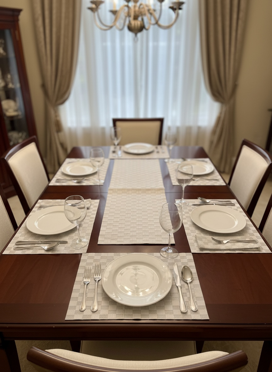 Chatai Plastic 7 PC SET ( 1 Runner & 6 Mats )