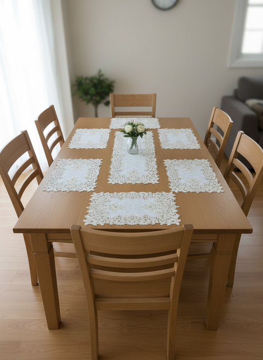 Golden Plastic 7 PC SET ( 1 Runner & 6 Mats )