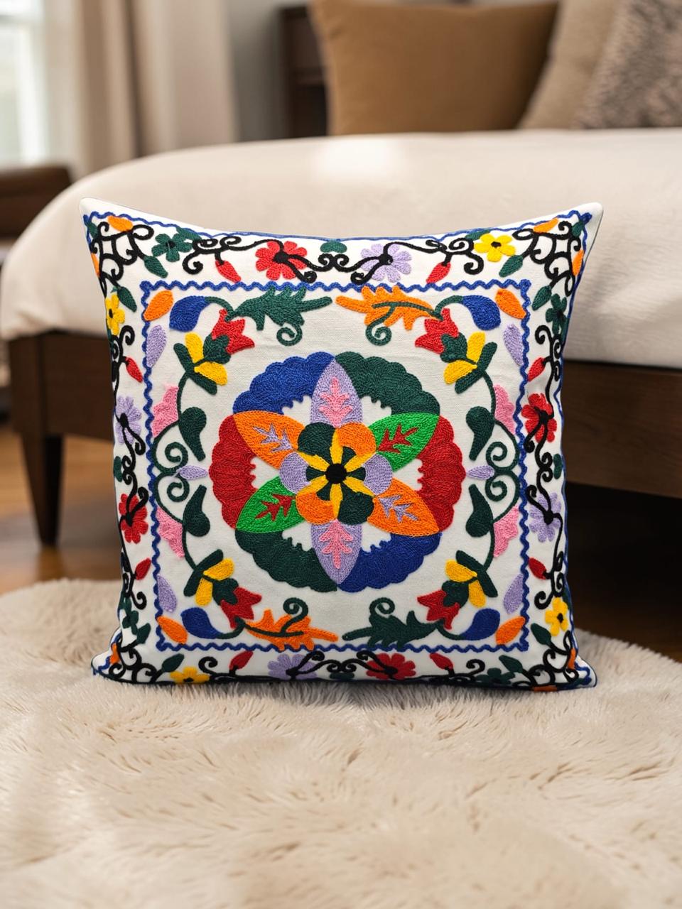 Heavy Embroidery 16x16 Hand-Made Cushion