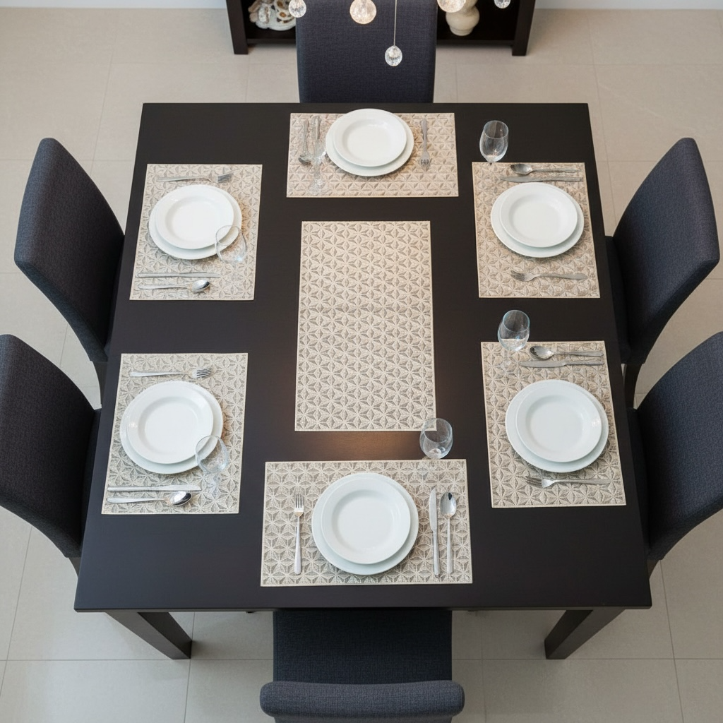 Golden Plastic 7 PC SET ( 1 Runner & 6 Mats )