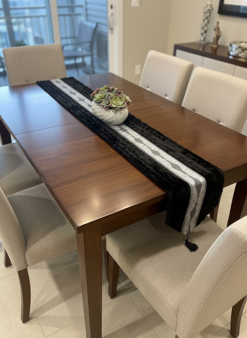 Soft Fur Line Patti Dining Table Runner