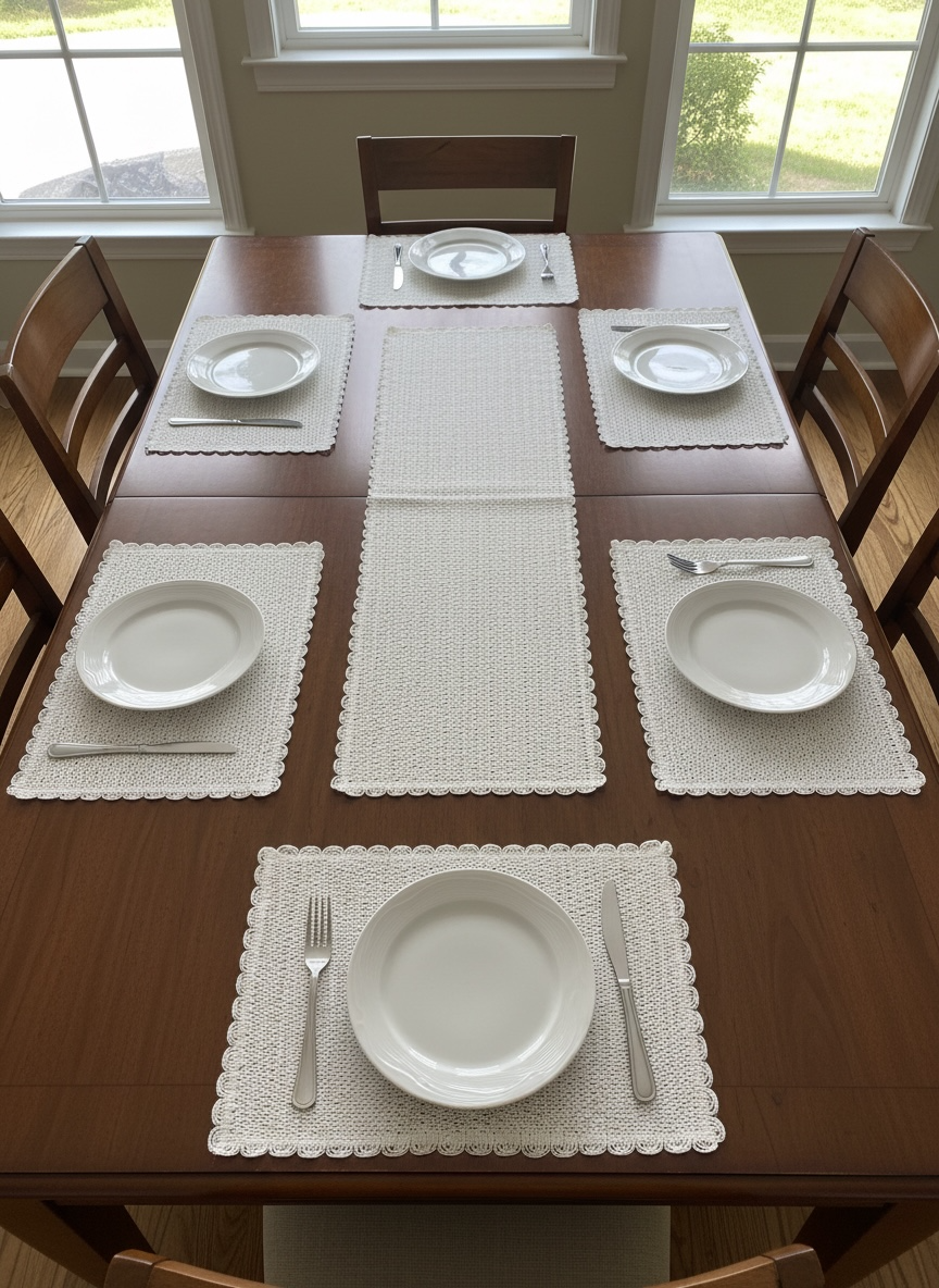 Fine Quality Plain Plastic 7 PC SET ( 1 Runner & 6 Mats )