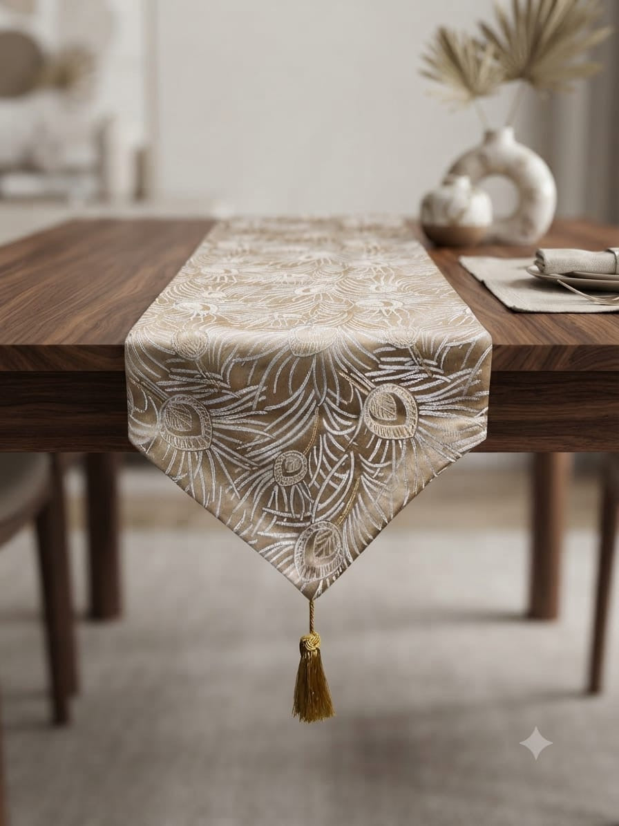 Shanghai Peacock Velvet Table Runner
