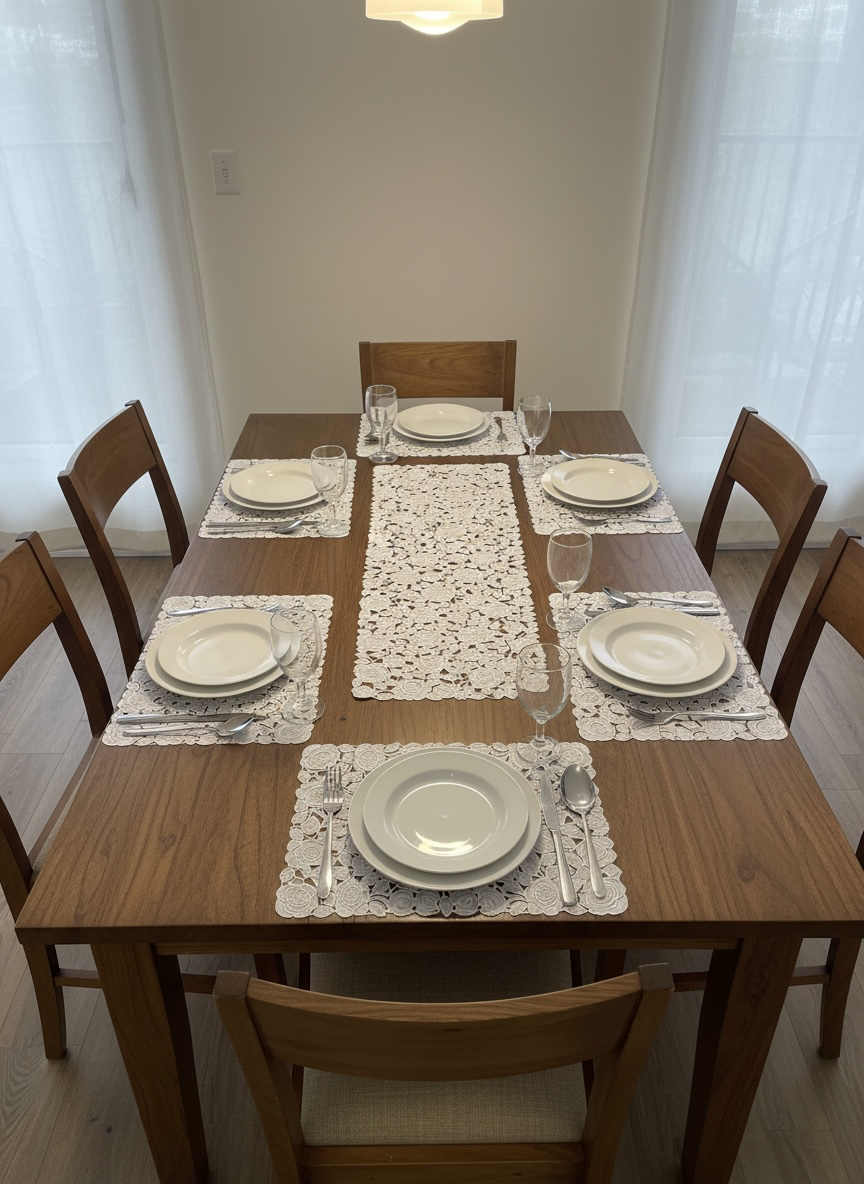 Golden Plastic 7 PC SET ( 1 Runner & 6 Mats )