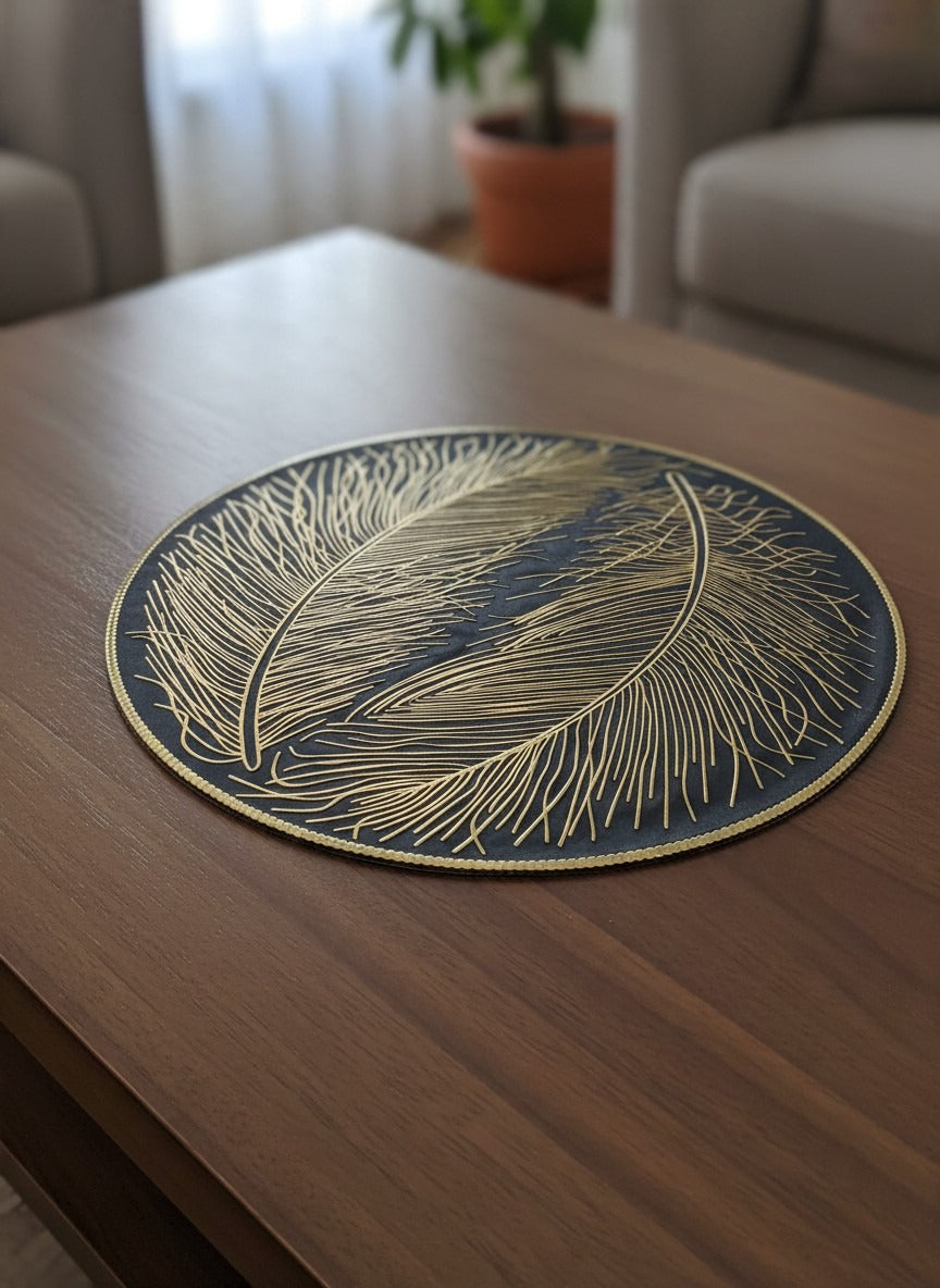 6pcs White & Golden Plastic Table Mats