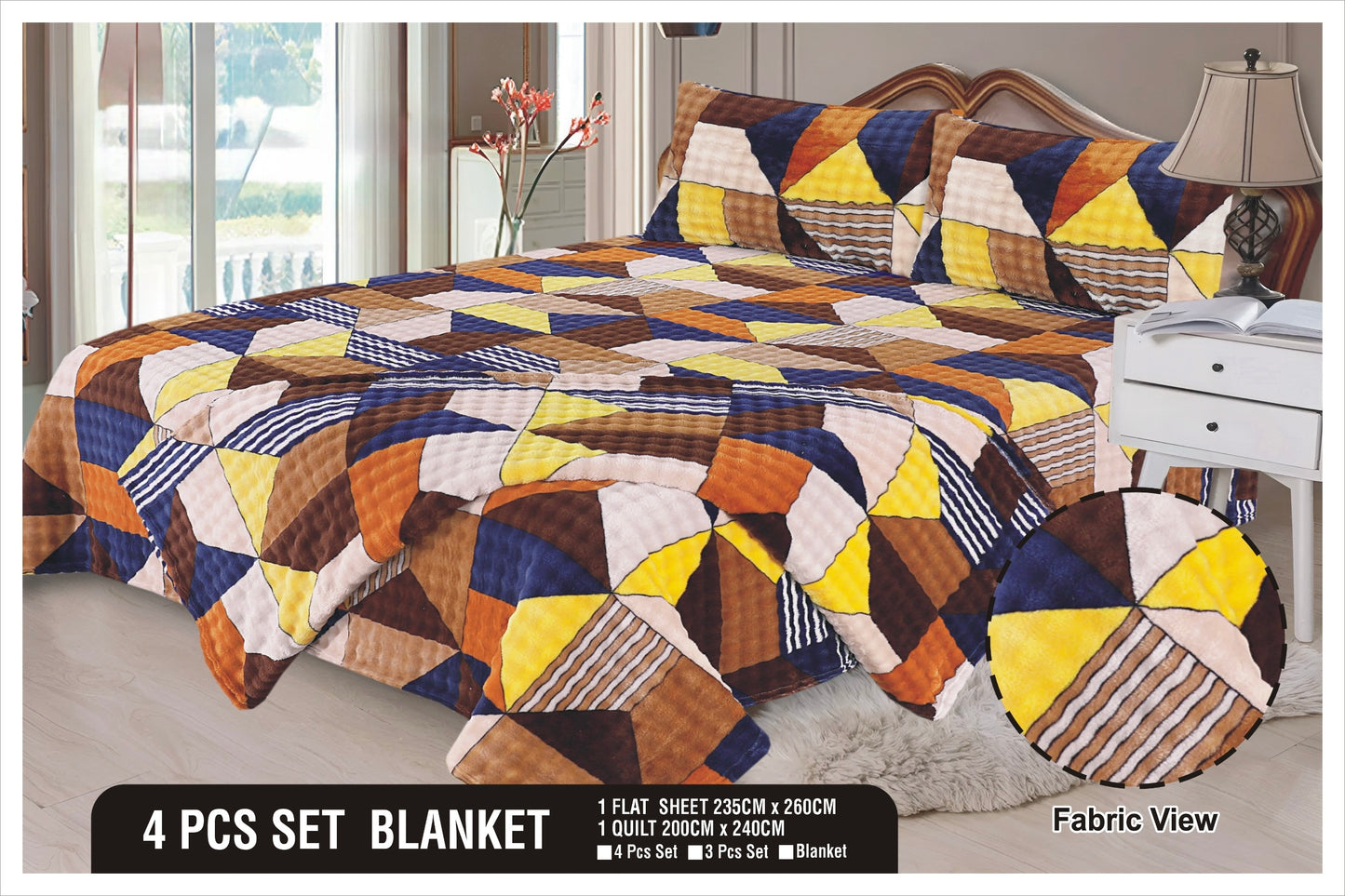 Heavy Fleez Printed Blanket 4pc Set