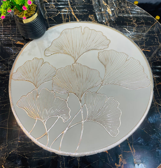 6pcs White & Golden Plastic Table Mats