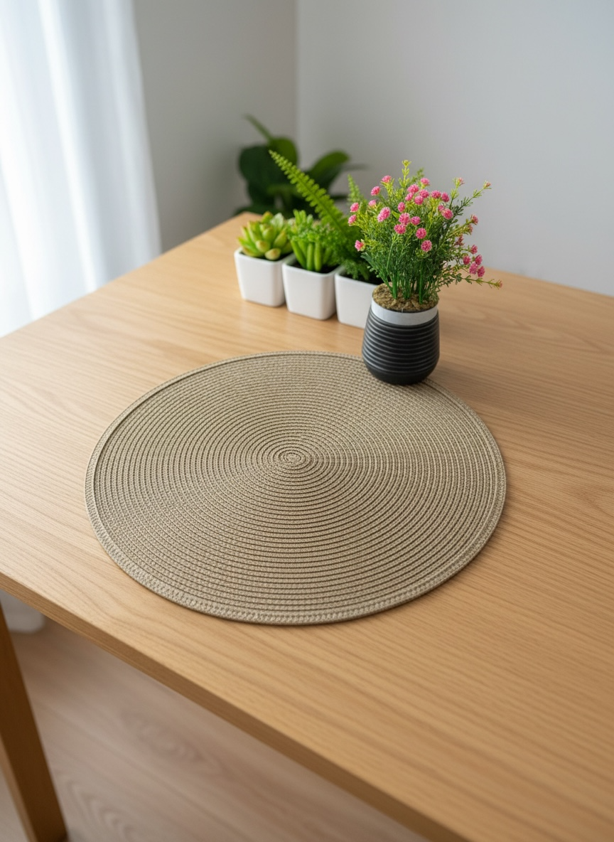 Round Plain Plastic Table Mats 6pc Set