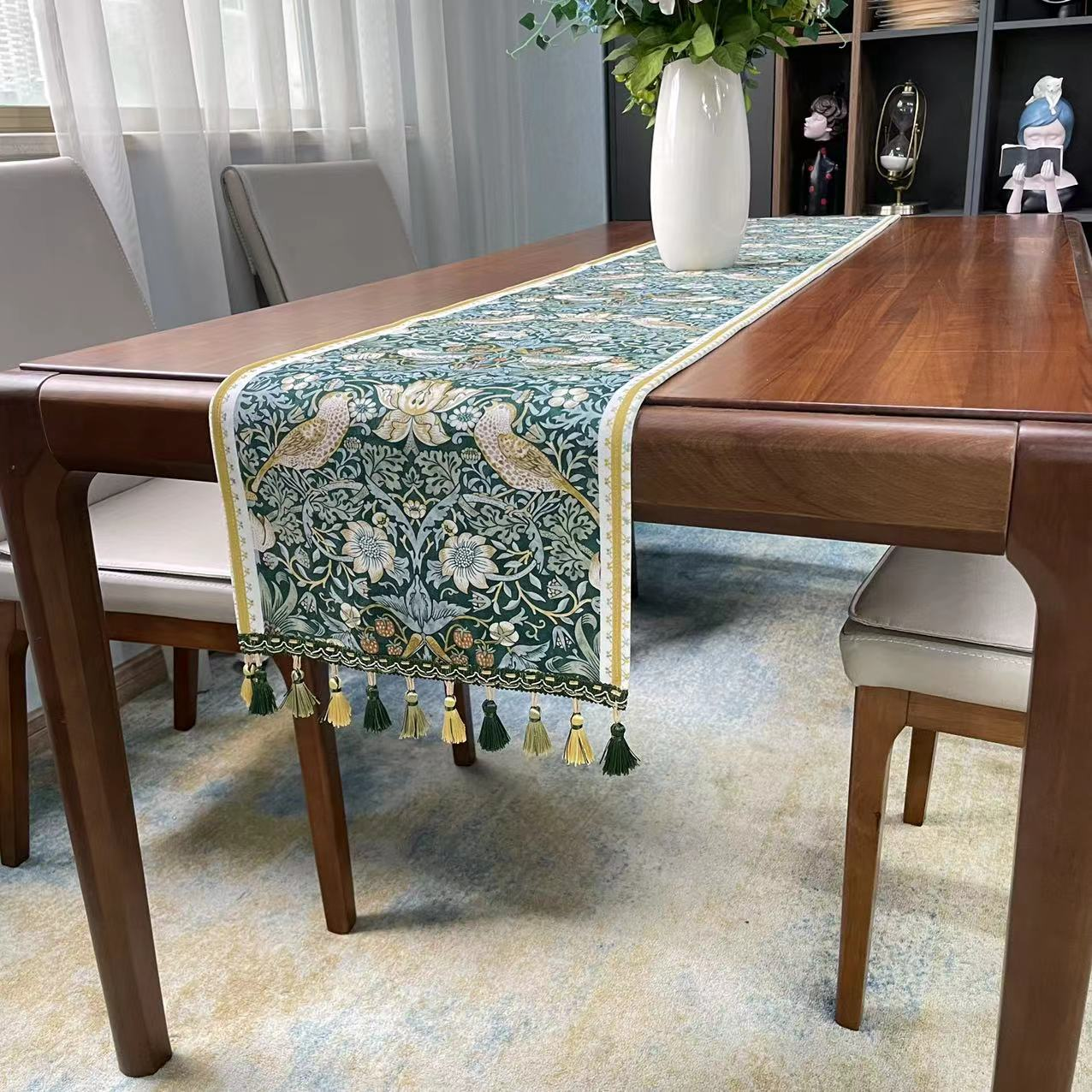 Velvet Printed Tussel Dining Table Runner