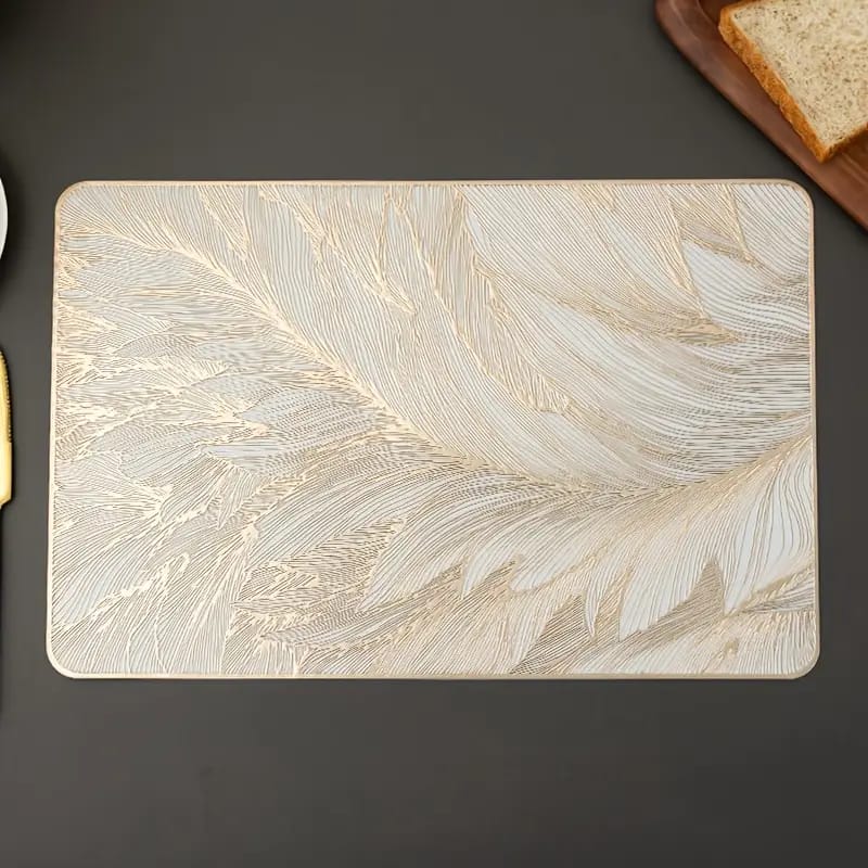 6pcs White & Golden Plastic Table Mats