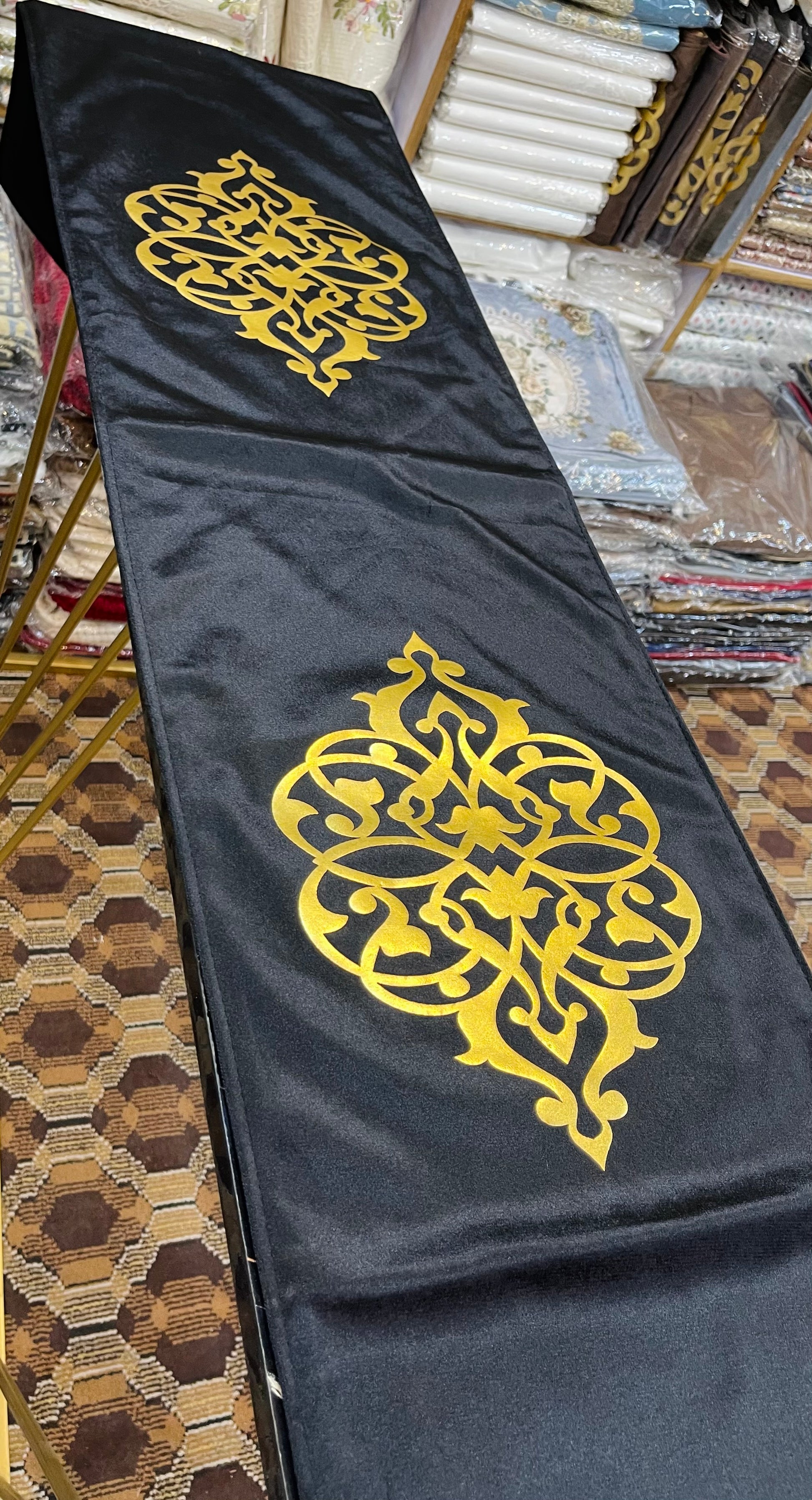 Velvet Motive Table Runner ( Black ) Ali Bedding Store