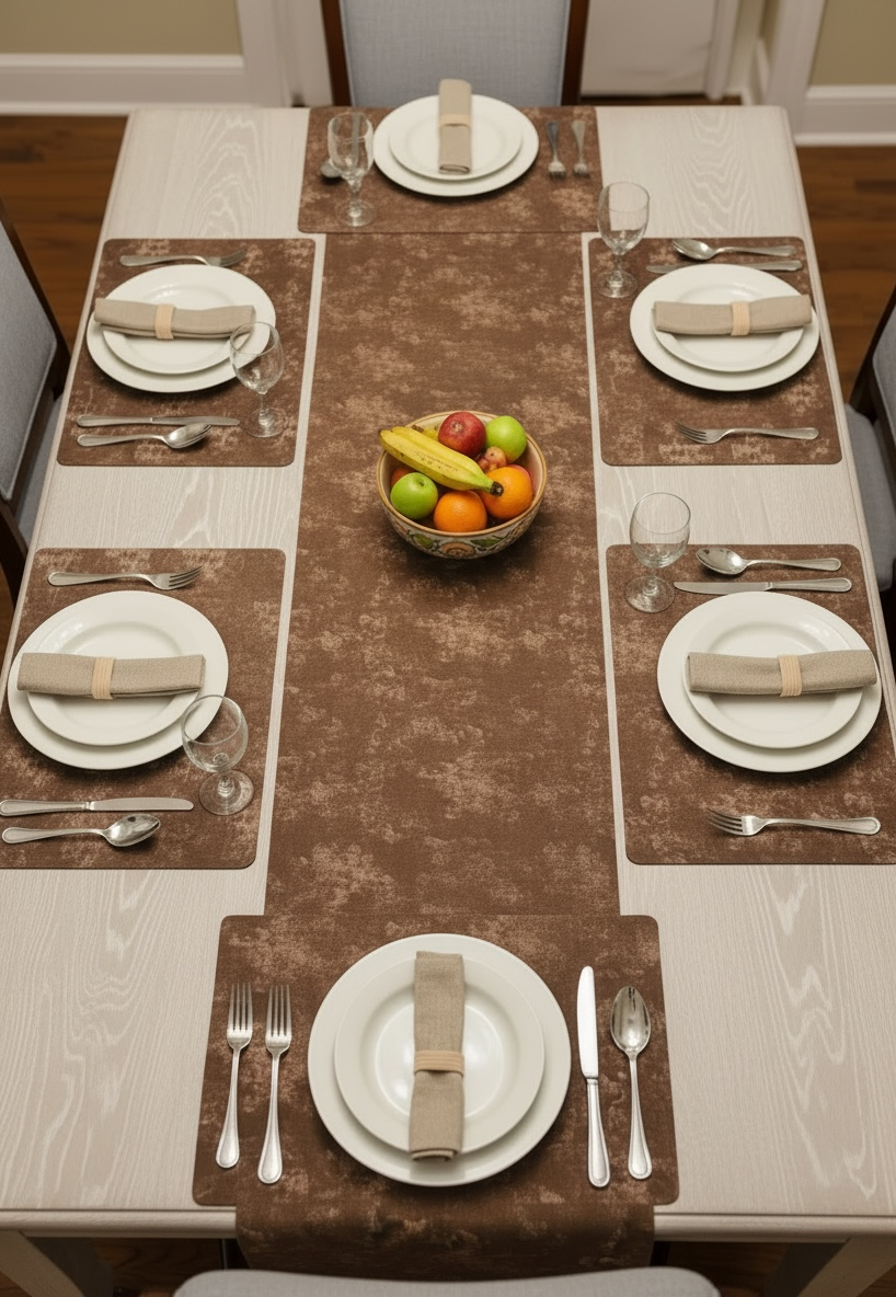 Sweet Leather Plastic 7 PC SET ( 1 Runner & 6 Mats )