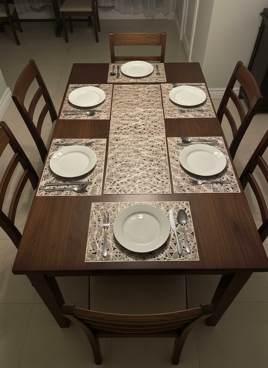 Golden Plastic 7 PC SET ( 1 Runner & 6 Mats )