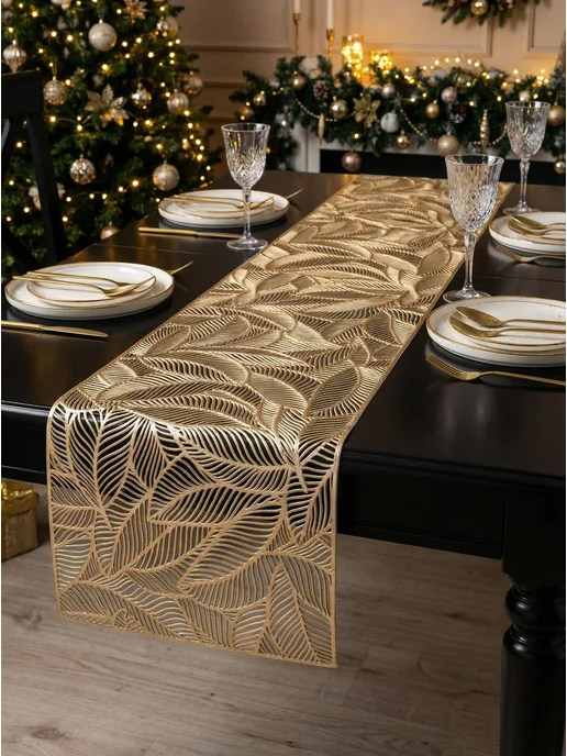 Golden Plastic Table Runner 72 Inches