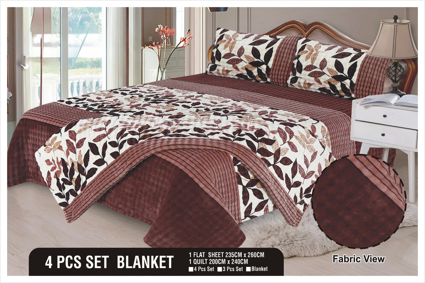 Heavy Fleez Printed Blanket 4pc Set