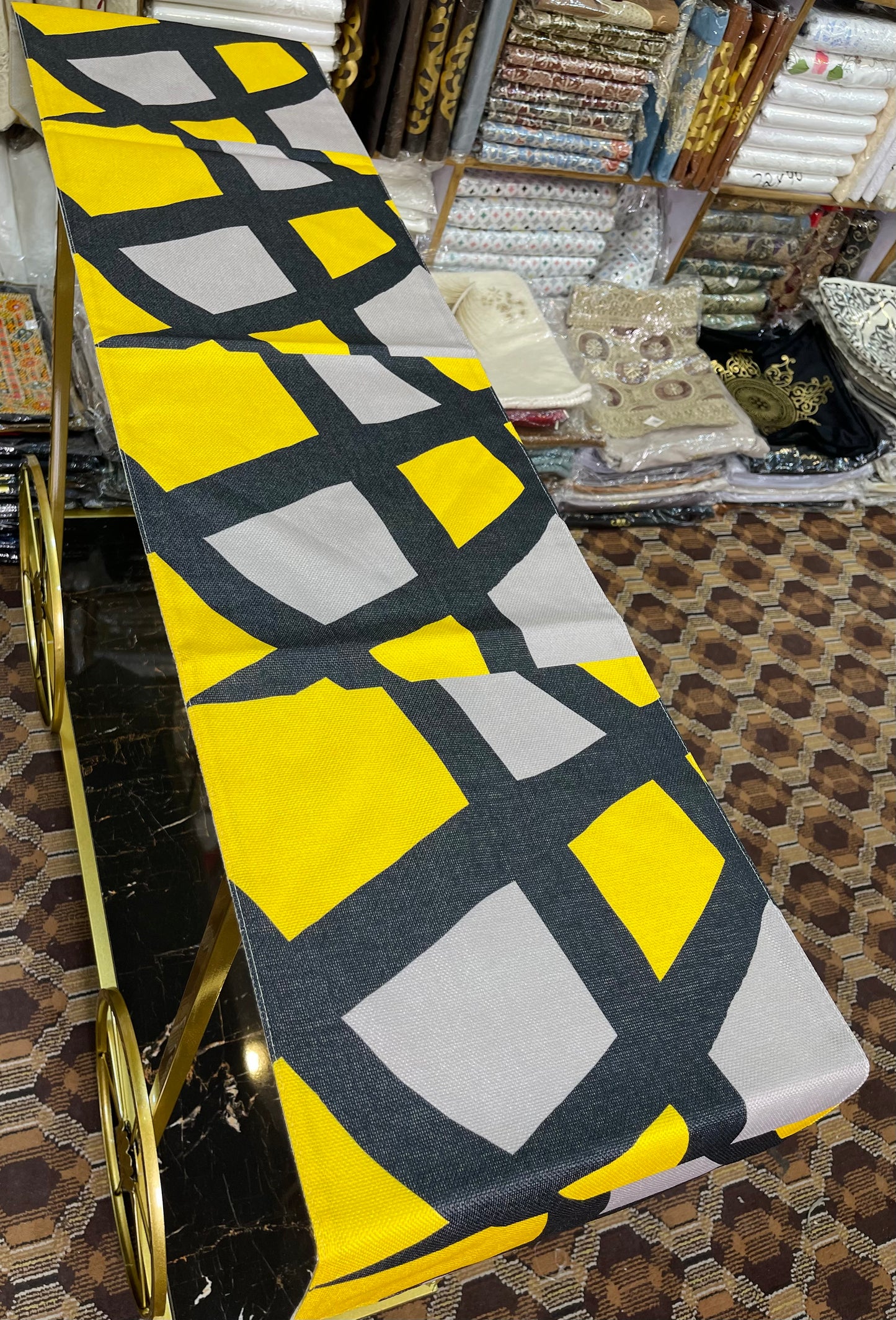 Printed Print Black & Yellow Table Runner Ali Bedding Store