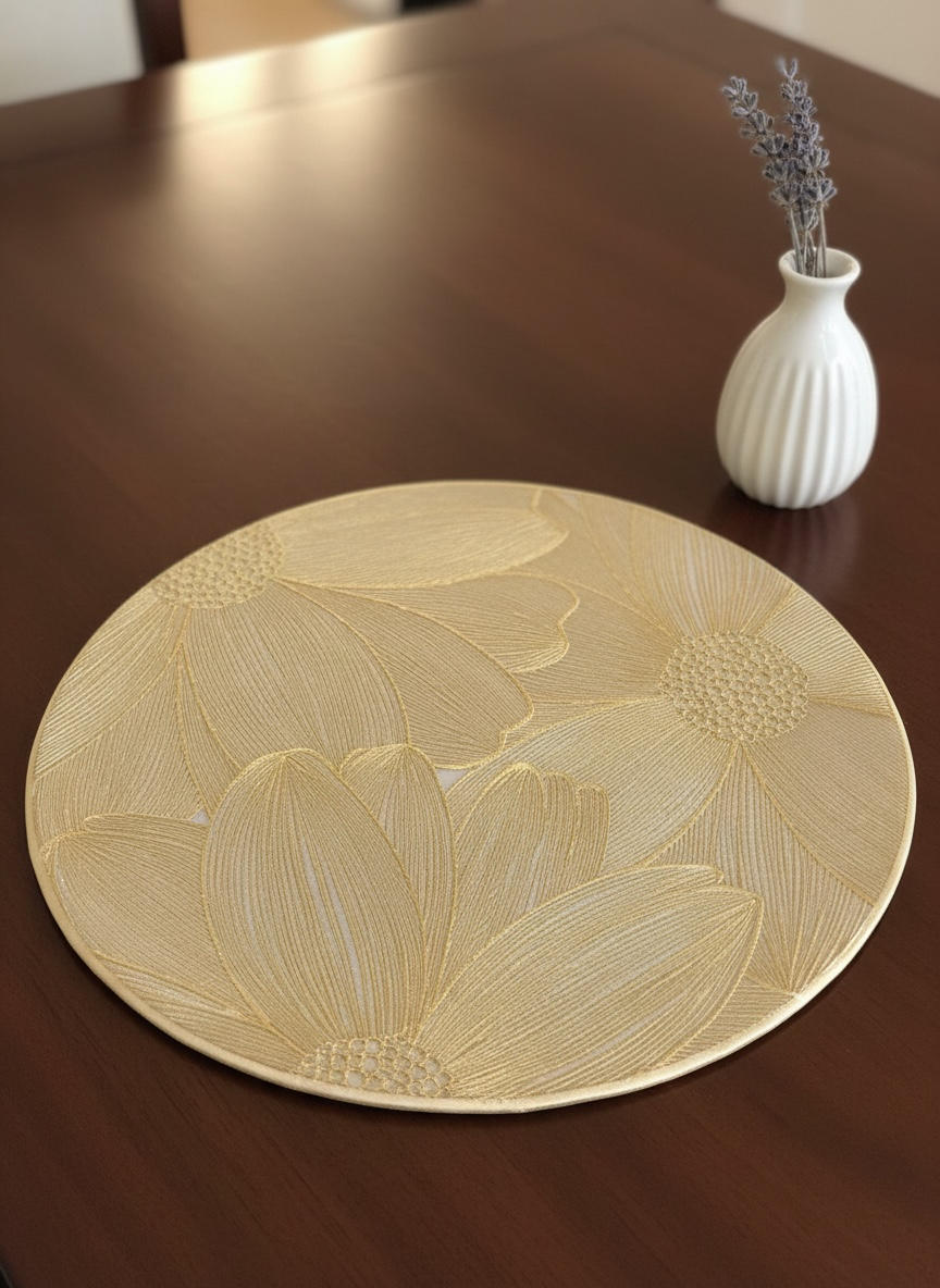 6pcs White & Golden Plastic Table Mats