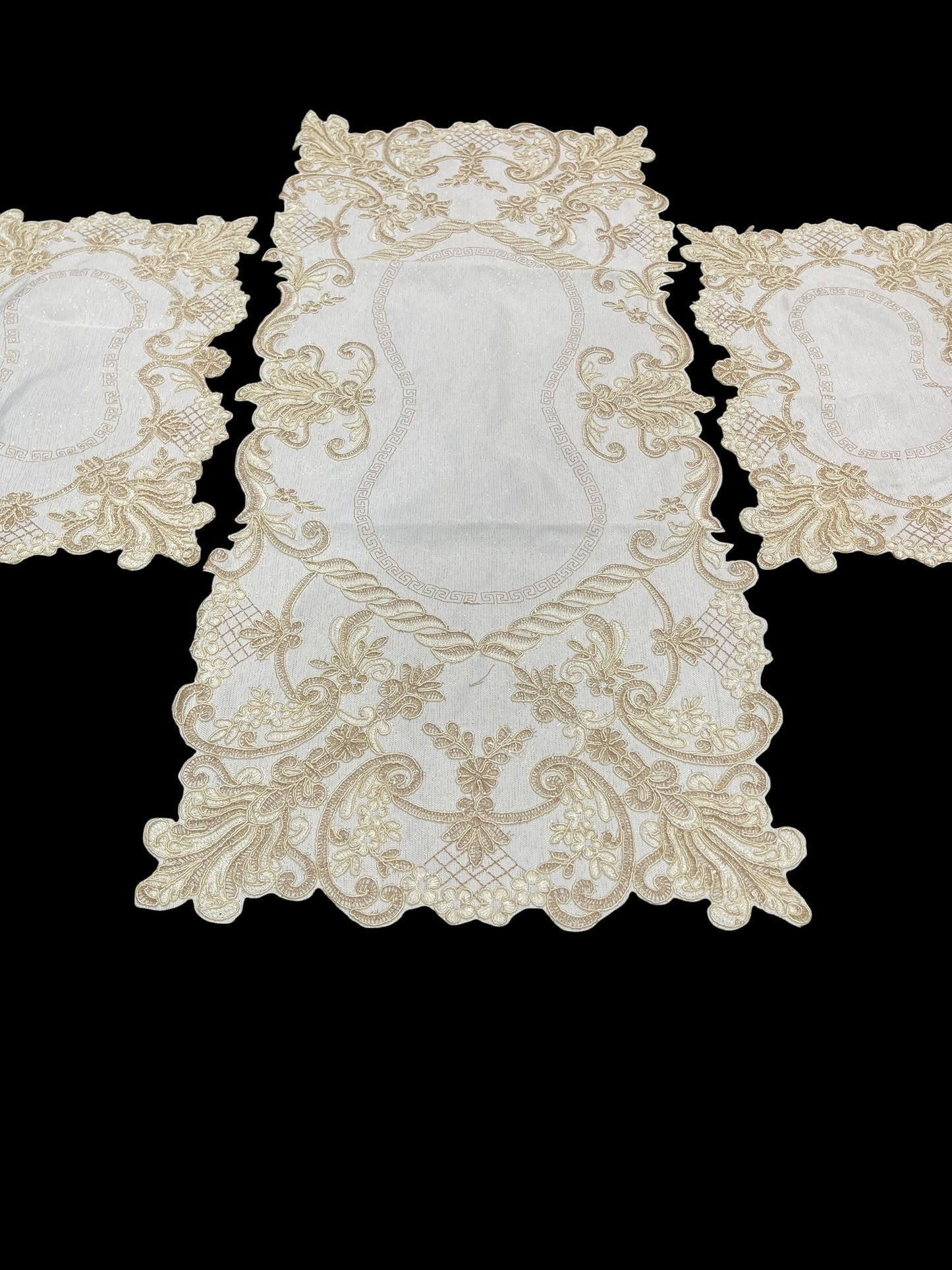 Fancy Cutwork Chinese 3pc Set