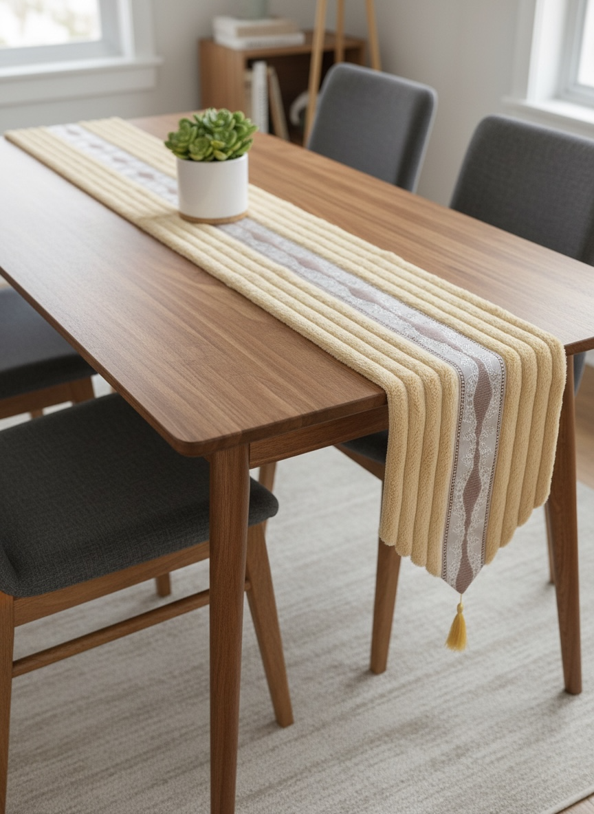 Soft Fur Line Patti Dining Table Runner