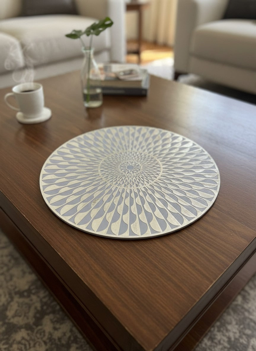 6pcs White & Golden Plastic Table Mats