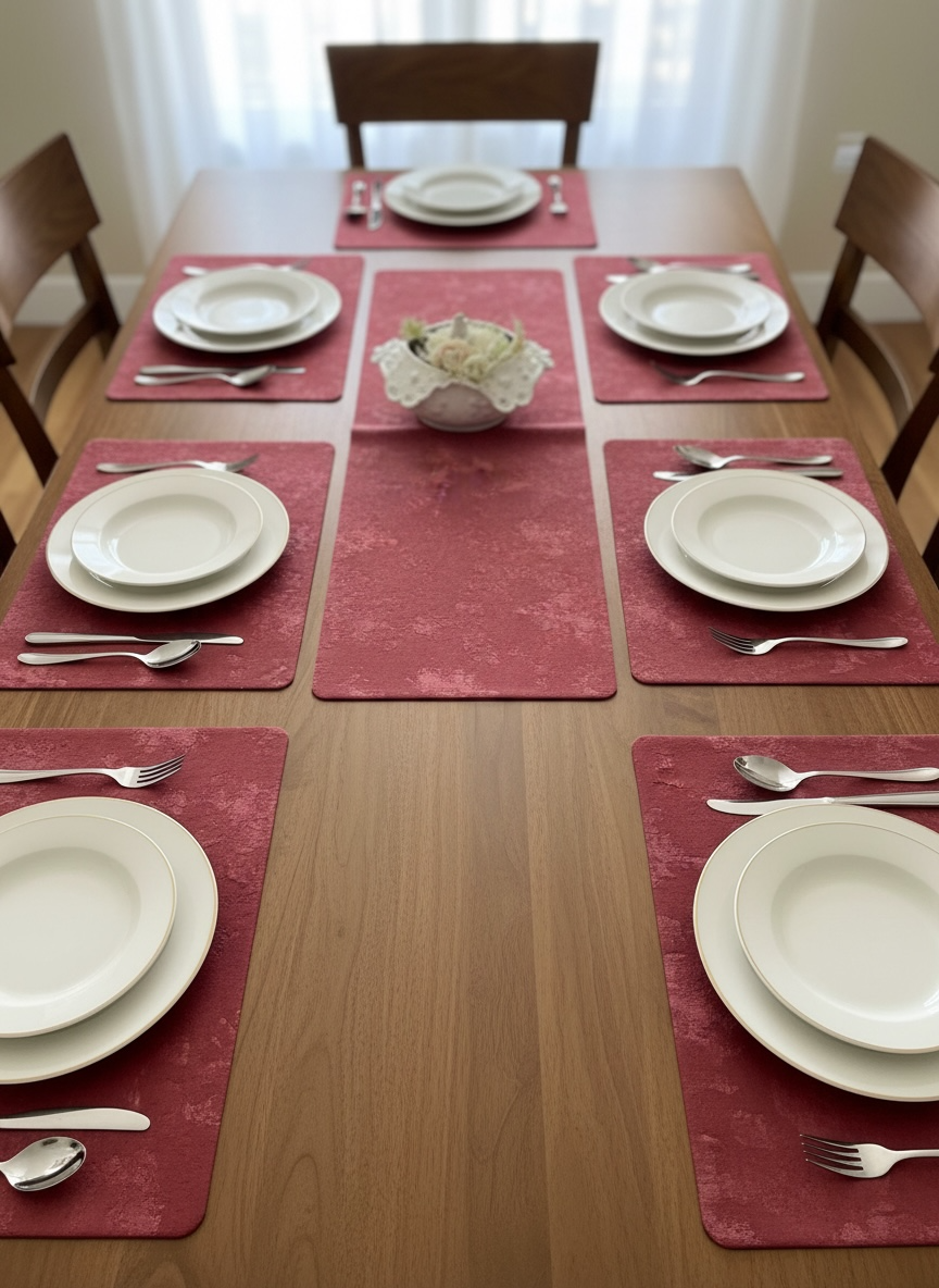 Sweet Leather Plastic 7 PC SET ( 1 Runner & 6 Mats )